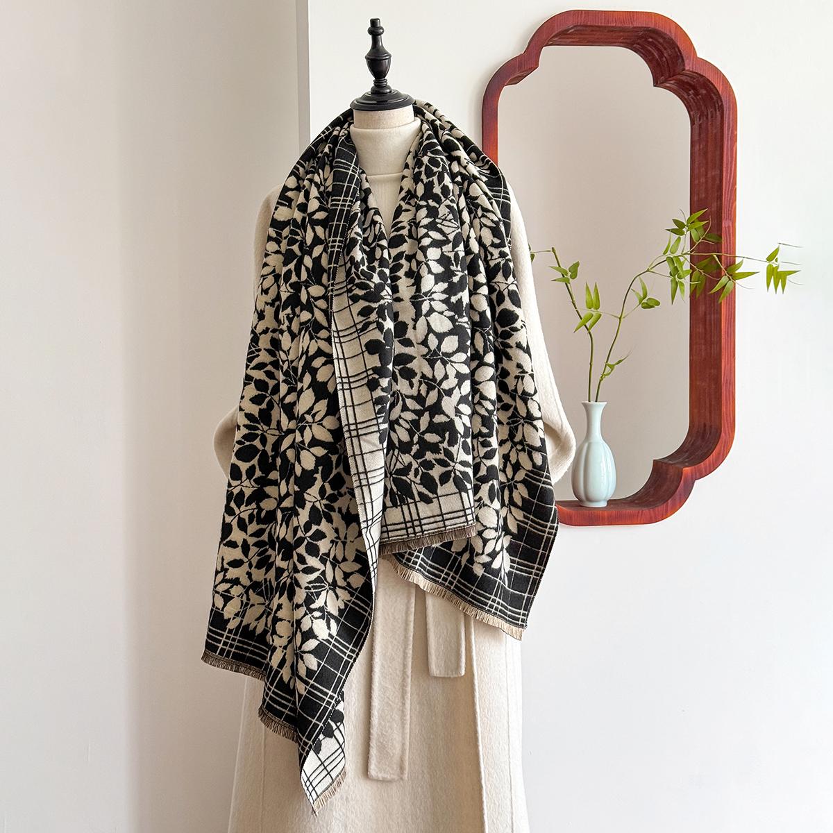 

2025 Женский Роскошный Бренд Зимний Кашемировый Шарф - Пашмина Шаль с Кисточками с Дамасским Принтом, Теплый Платок и Пончо Фуляр