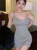 French temperament sexy hottie with chest pad suspender dress women's summer new slim and thin hip-wrapped short skirt