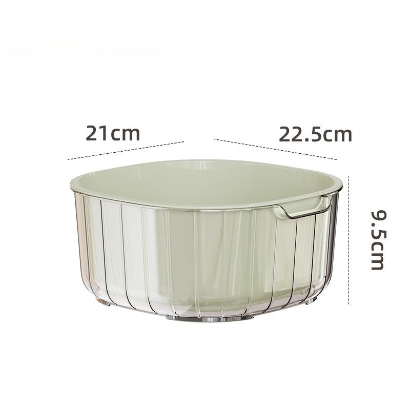 Double Layer Drain Basket Cream Style Food Grade Plastic Fruit Vegetable Washing Basin Space Saving for Household Kitchen