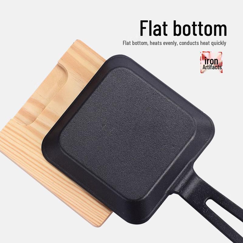 ZISIZ Cast Iron Square Striped Griddle Plate