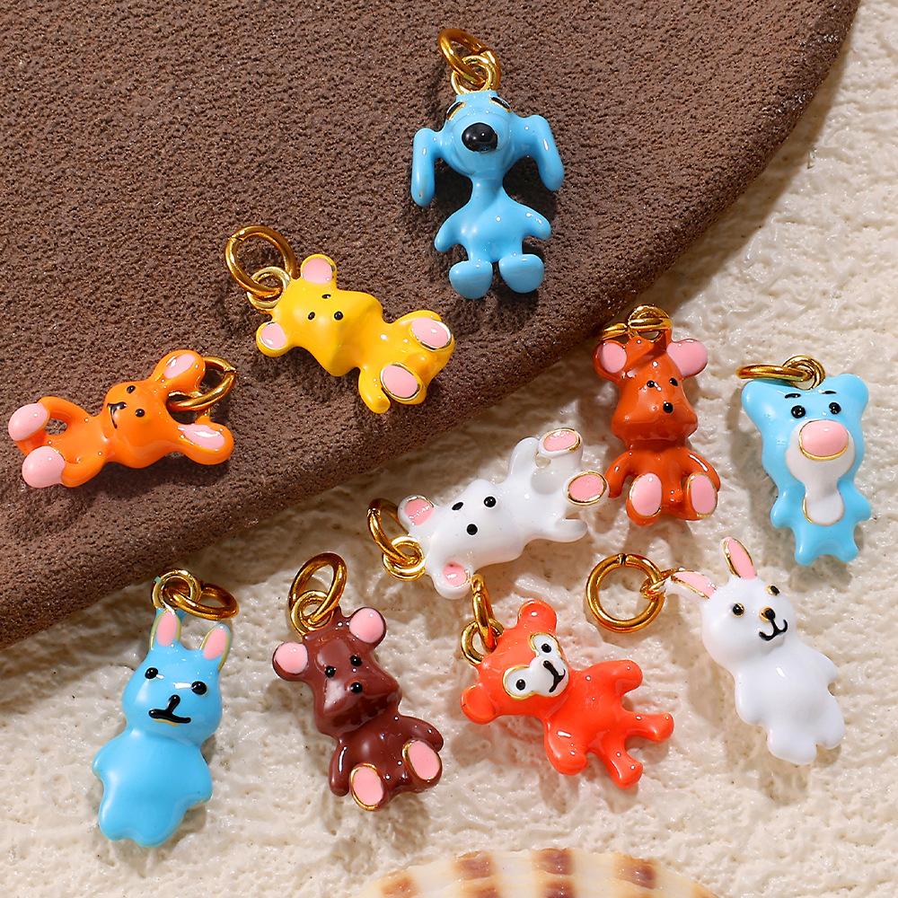 Kawaii Animal Kingdom | 18K Gold Plated Brass Enamel Animal Charm for Jewelry Making | Cute Cartoon Animal Pendant