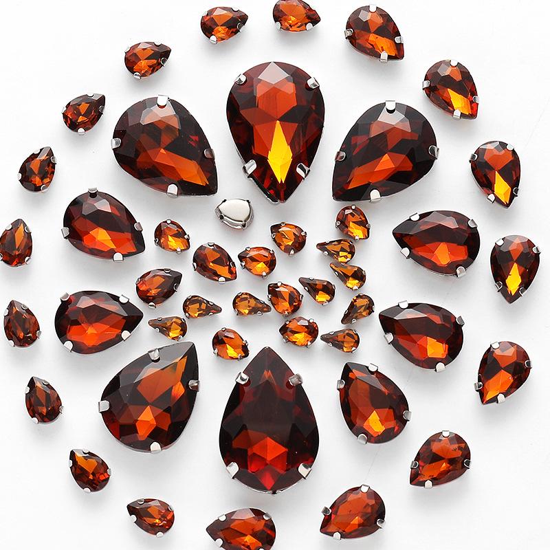 50pcs Hand-Sewn Water Drop Rhinestones: Colored Crystal Glass for DIY Wedding Dress and Clothing Accessories