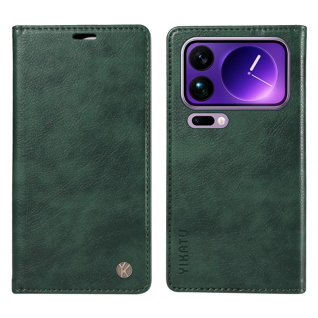 For Xiaomi 17 Pro Max Wallet Case YIKATU YK-006 Magnetic Closure Leather Phone Cover Litchi Texture