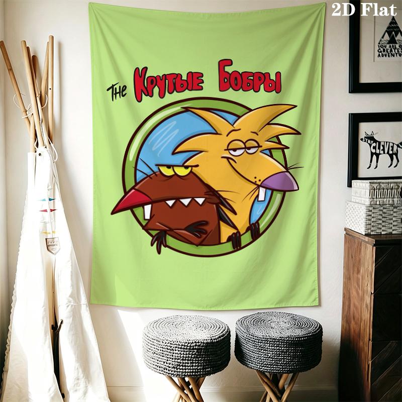 The Angry Beavers Wall Tapestry Aesthetic Wall Hanging Printed Fabric Blanket Decorative Tapestries for Bedroom Living Room Home Decor