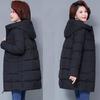 Women's Winter Casual Plus Size Mid-Length Jacket Solid-Color Hooded Warm Jacket
