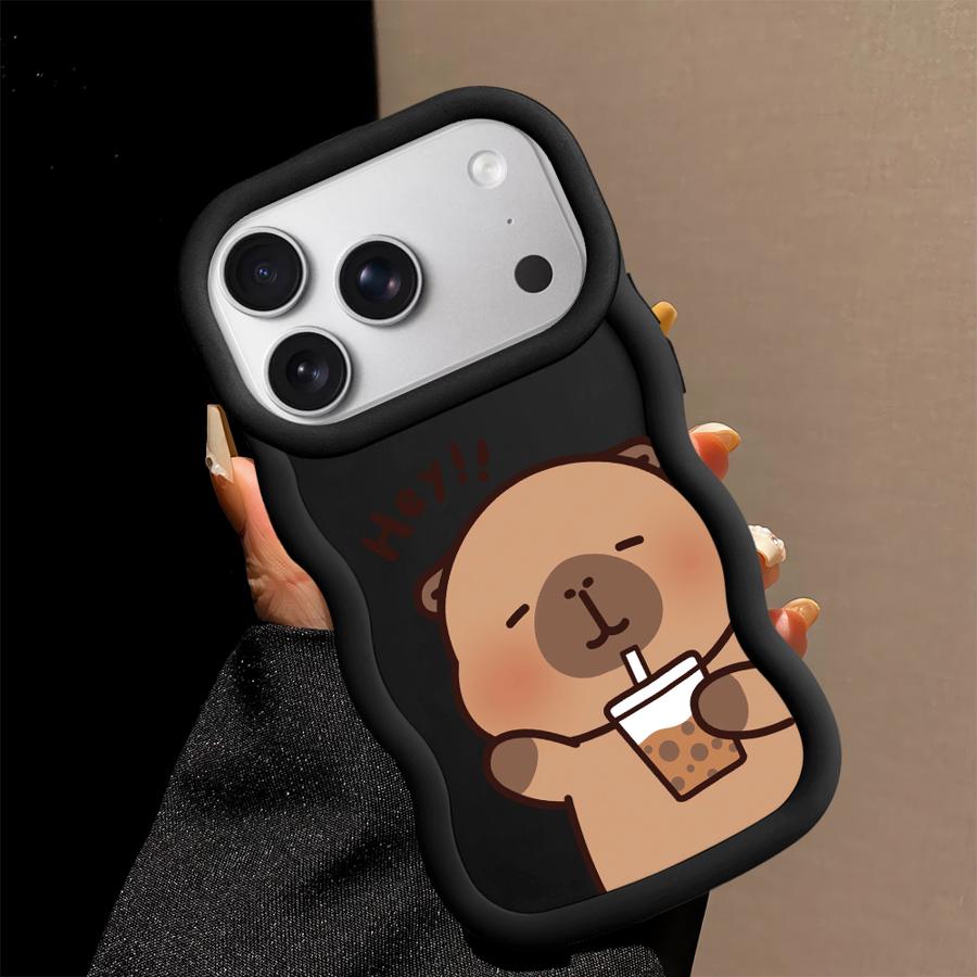 Case for iPhone XR 14 16 Pro Max 12 17 Air 13 11 15 Plus 8 Soft Phone Cover Cute Cartoon Capybara