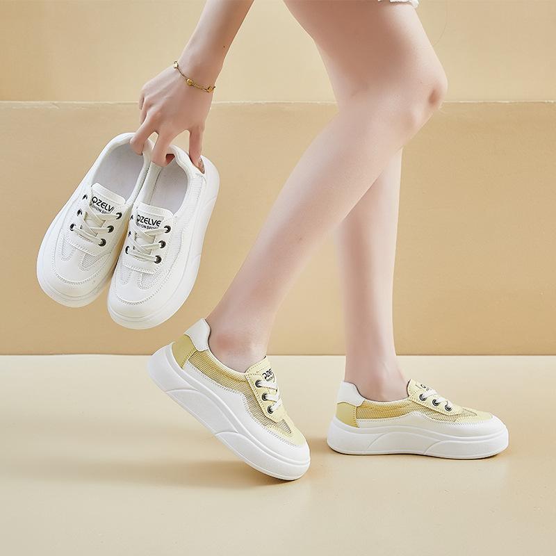 New Summer White Shoes for Female Students' Mesh Breathable Height-enhancing Casual Shoes