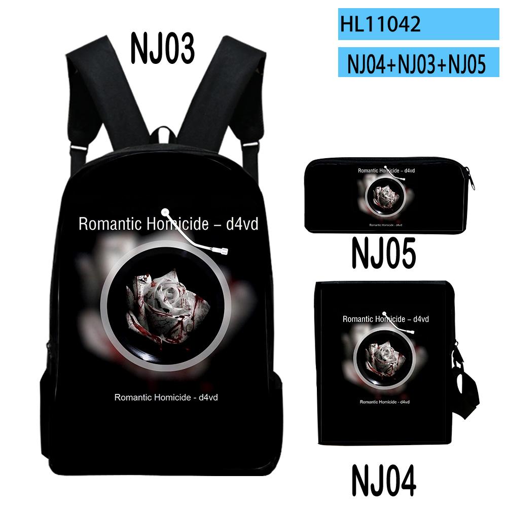 Classic Popular Young Singer D4vd 3D Print 3pcs/Set pupil School Bags Laptop Daypack Backpack Inclined shoulder bag Pencil Case