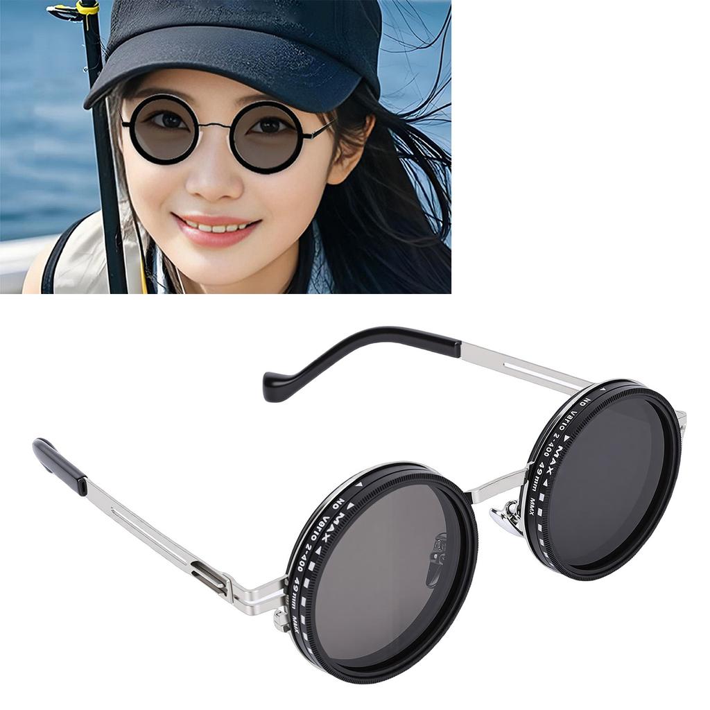   Tint Sunglasses Round Polarized Glasses with 49MM ND Filter Lenses for Outdoor Activities