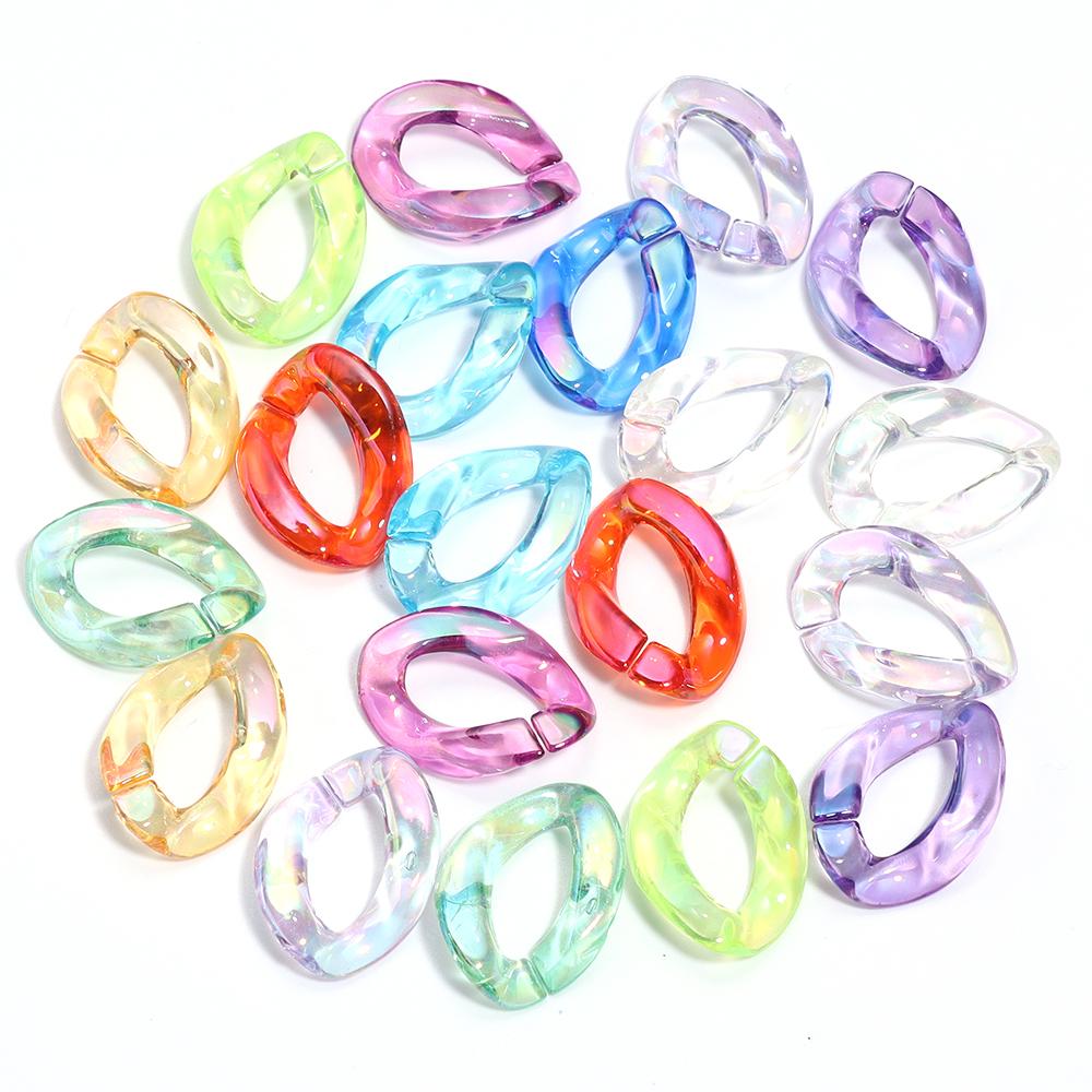 20pcs/lot Colorful Acrylic Twisted Link Chain Clasps For Jewelry Connectors Open Buckle DIY Necklace Glasses Chains Accessories