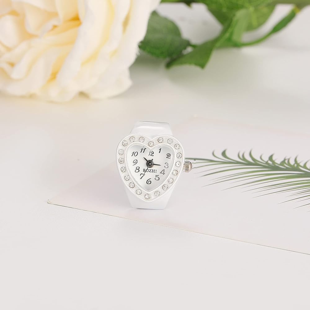 Jewelrywe Ring Watch Waterproof Business Fashion Quartz Sports Stainless Steel Flip-Up Cover Numeric Dial