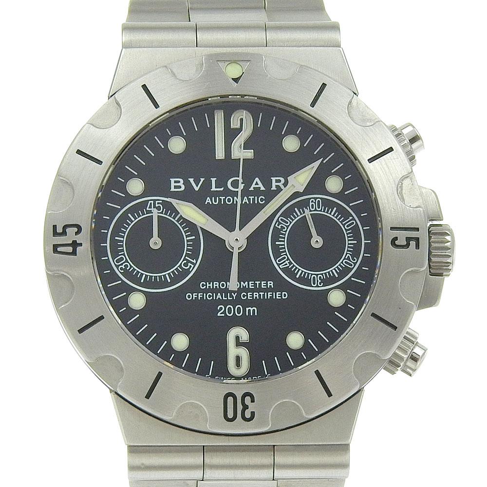 

BVLGARI Diagonoscouba Watches SCB38S blackDial Stainless Steel Mechanical Automatic Chronograph mens Used