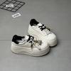 Leather Thick-soled Ugly Cute Big-headed Muffin Little White Shoes Women's 2025 Autumn New Height-increasing Versatile Lightweight Casual Board Shoes