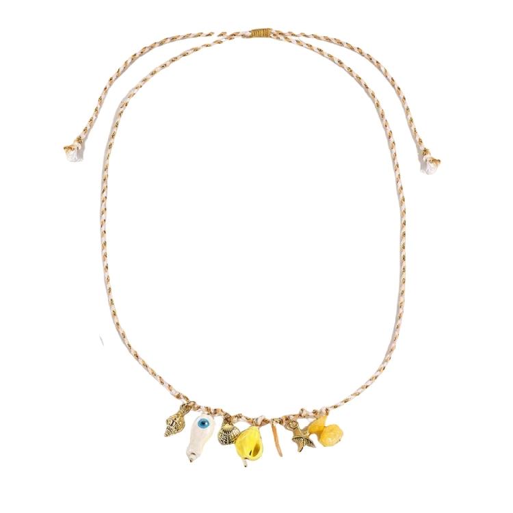 Marine Life Inspired Ceramic Shell And Starfish Beaded Necklace Vibrant Beach Jewelry Adjustable For Swimwear Matching