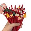 10Pcs Red Creative Christmas Snowman Shape Press Pen Cartoon Press Gel Pen Campus Design Gift Stationery Holiday Gift Novelty Stationery Teacher Party