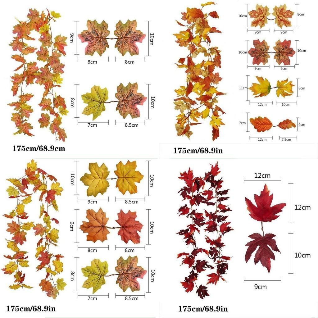 Realistic Autumn Maple Leaf Garland For Thanksgiving And Halloween Decorations