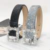 Vintage Bling Bling Sparkling Rhinestone Belt Glitter Luxury Brand Design PU Leather Belt Versatile Trendy Waistband Women
