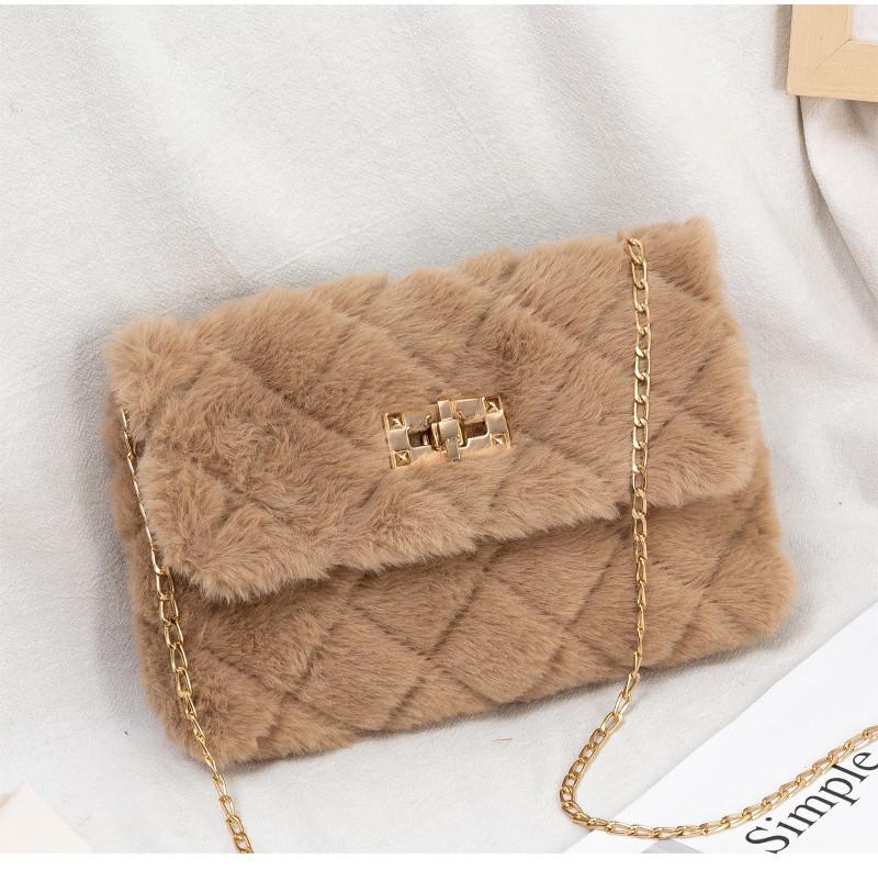 Cute And Stylish Plush Small Square Bag 2022 Women s Shoulder Bag абрикосовый