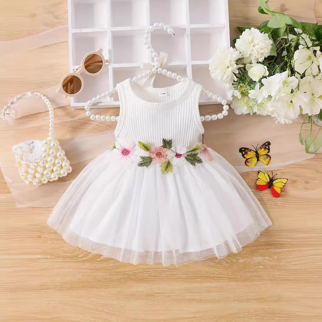 

Международное летнее платье без рукавов из сетки с цветочным принтом для девочек 3-6 Months