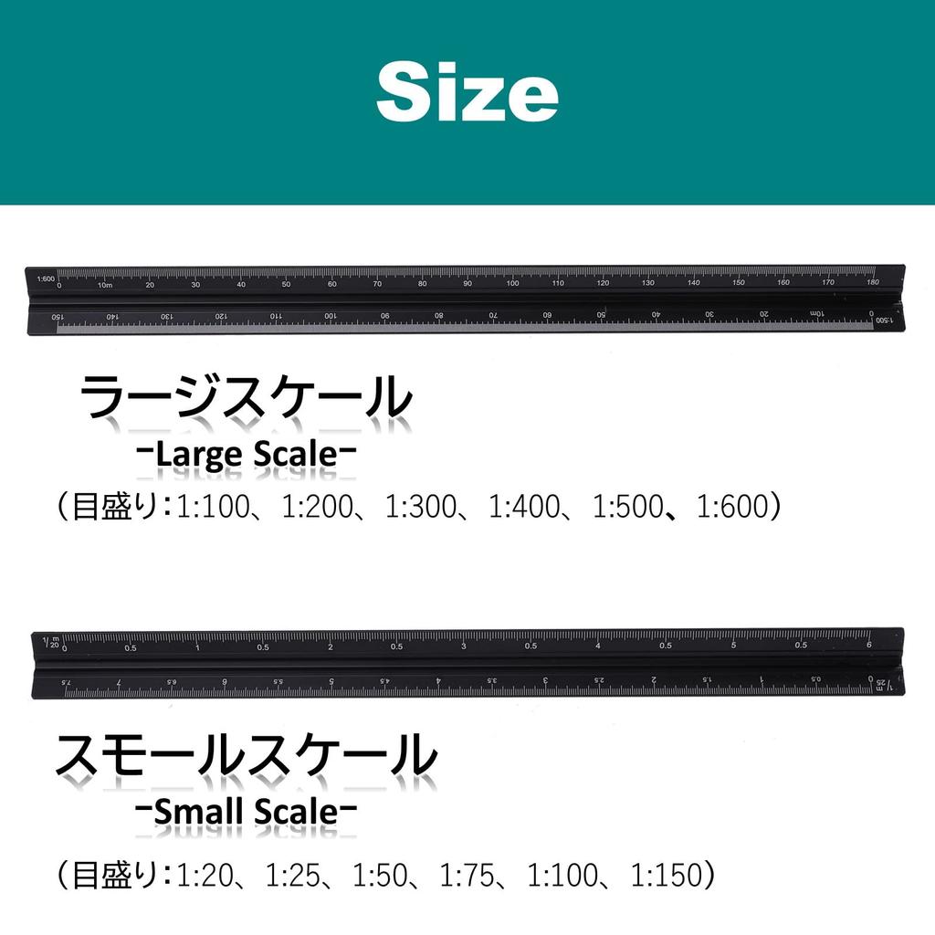 Rubonarie Triangular Scale, Aluminum Ruler, Scale Ruler for Drafting, Architectural Drawings, 32.5cm (Black, Small Scale)