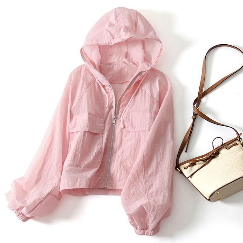 

Солнцезащитная одежда, защита от ультрафиолета, свободная куртка с длинными рукавами, водонепроницаемая и быстросохнущая M розовый