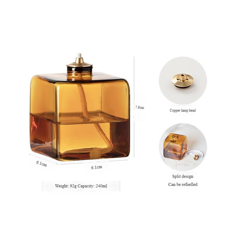 Creative Square Glass Candle Holder Oil Lamps Room Decoration Colorful Tabletop Candle Lamp Home Decor Wedding Centerpiece Gifts