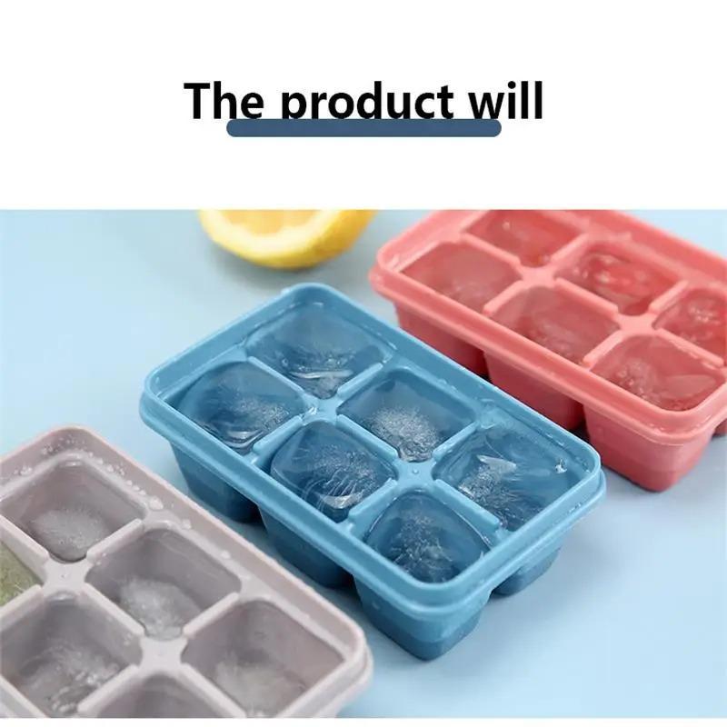 2pcs Practical Ice Cube Ice Box Frozen Mold Refrigerator Homemade Frozen Ice Box with Lid Silicone TikTok Hot Ice Cube