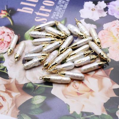 1Pc White Baroque Artificial Pearl Pendant, Boho Irregular Charms for Jewelry Making DIY Necklace Keychain Hanging Decor Accessories Crafts 3×0.6cm