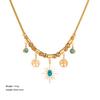 18K Gold Plated Retro French Turquoise Starburst Pendant Necklace