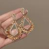 Banquet Protagonist Exquisite Daughter Flashing Zirconium Hollow Earrings Female Light Luxury Niche Exaggerated Earrings Temperament Unique Earrings