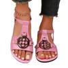 Single Metal Buckle Beach Sandals for Women, New Style, Flat Bottom, Large Size Shoes