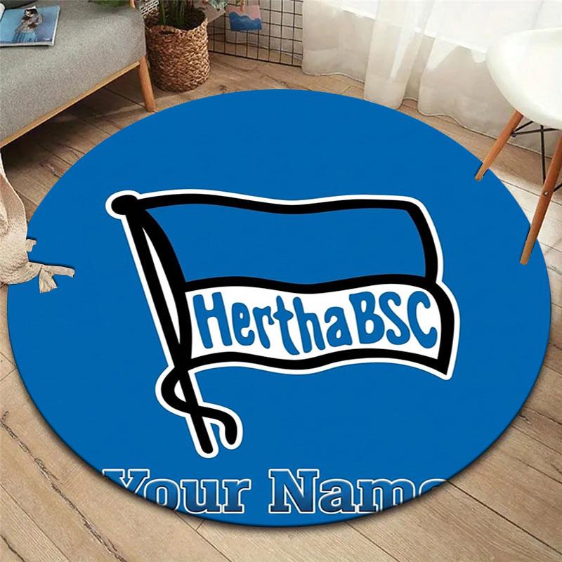 Hertha BSC Custom Name Round Area Rug,Carpet Rug for Living Room Bedroom Sofa Playroom Decor,Non-slip Floor Mat