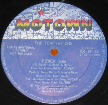 

12inch Record TEMPTATIONS JERMAINE JACKSON Power Lets Get Serious PR6866PROMO Motown 1980 Canada SoulFunk Used
