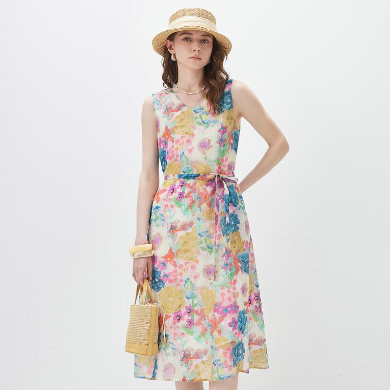 Kemengboka 2026 S/S Women's Linen Sleeveless Tie-Waist Resort Dress