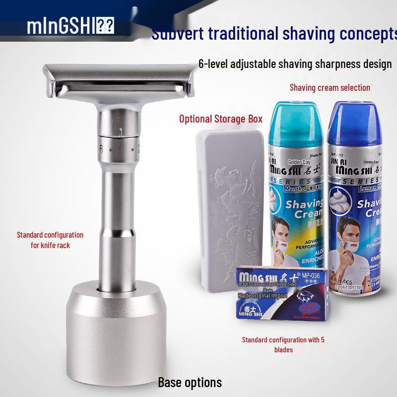 Famous Brand Adjustable Men's Manual Razor - Upgraded, Washable Stainless Steel, Double-Sided Blade