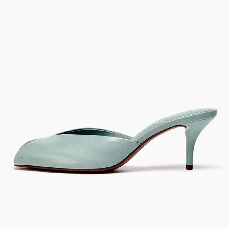 Soleist Women's Gold Patent Leather Heeled Slippers, Sexy Peep Toe Slide Sandals Elegant Banquet Party Dress Shoes Zapatos De Mujer