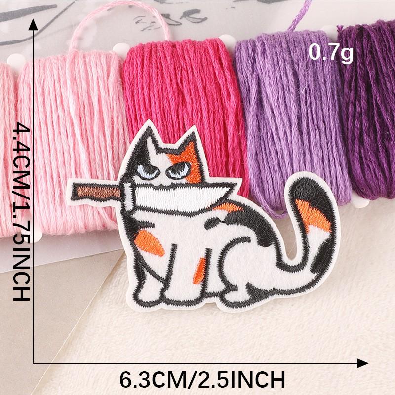 Aufnäher zum Aufbügeln mit Cartoon-Katze-Stickerei: Abzeichen für Kleidungszubehör