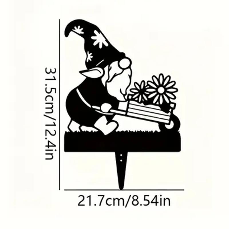 Gnome Garden Stake, Metal Polypropylene Classic Style Christmas Decor, Nature Themed Outdoor Yard Art, No Electricity Floor