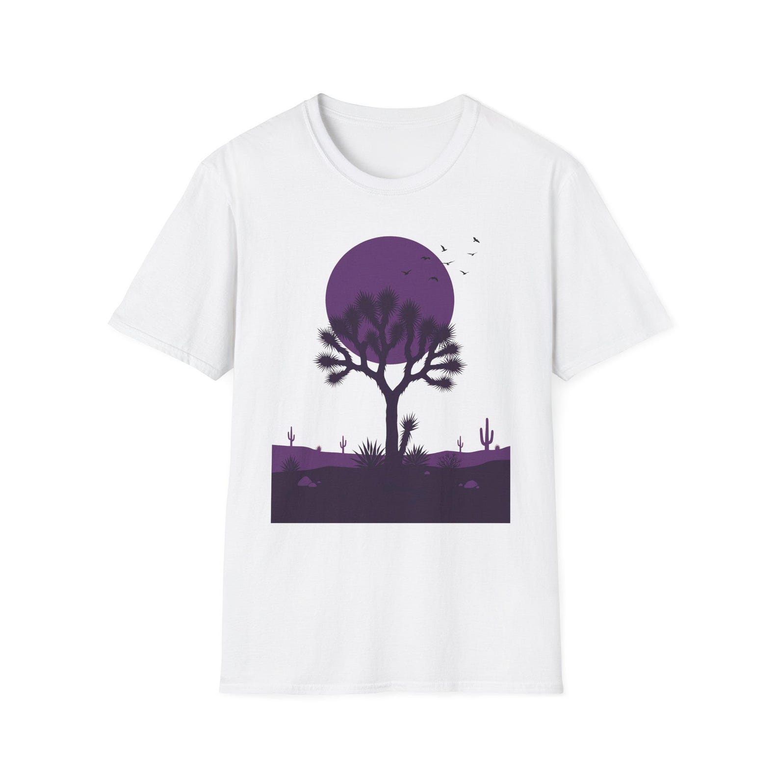 Joshua Tree Desert Night T-Shirt | Southwest Moon Landscape Tee | Gift for Desert & Nature Lovers M