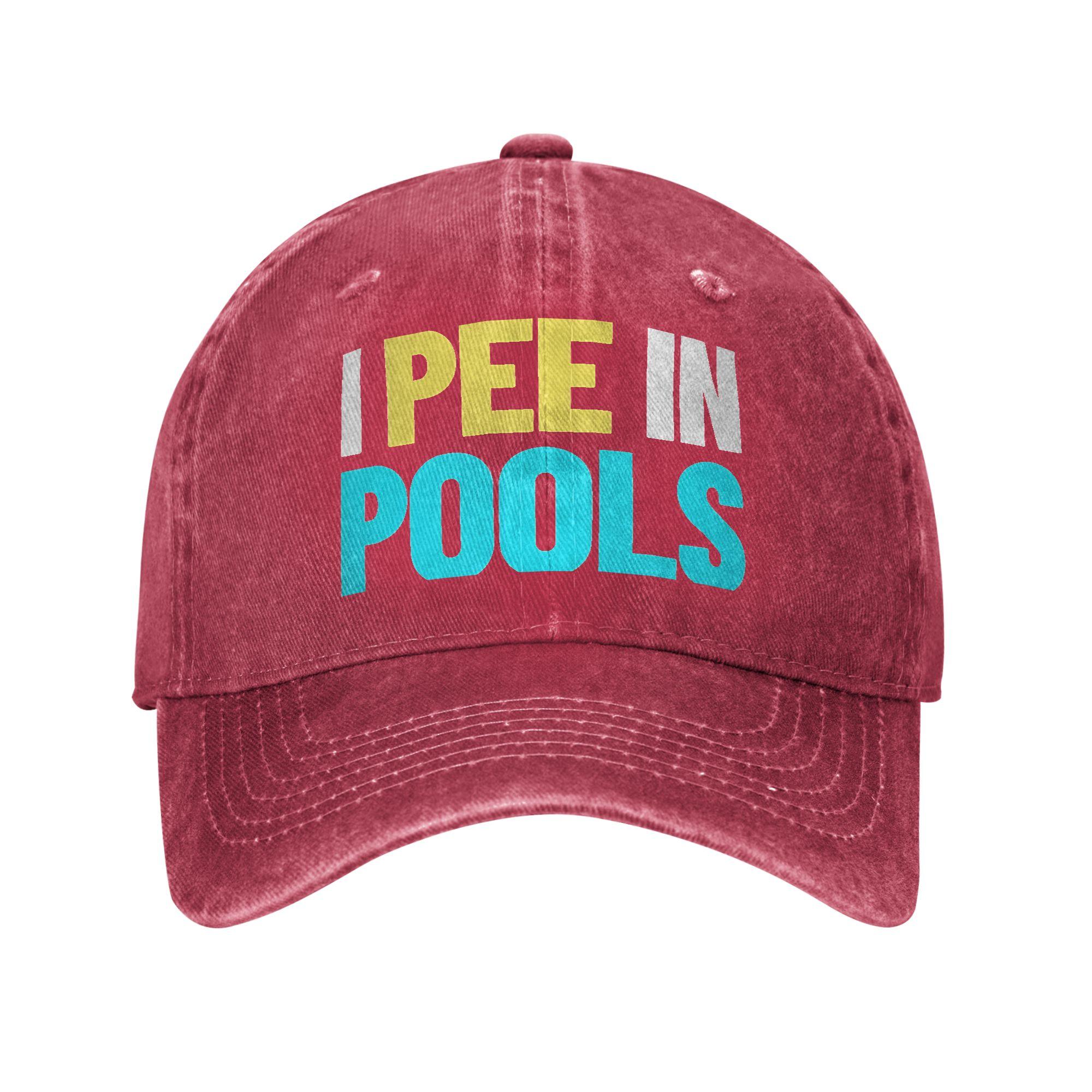 

Funny I Pee In Pools Baseball Cap Sun Outdoor Sport Sun-Proof Washed Trucker Hat Unisex Unisex Stylish Custom DIY Baseball Caps One Size