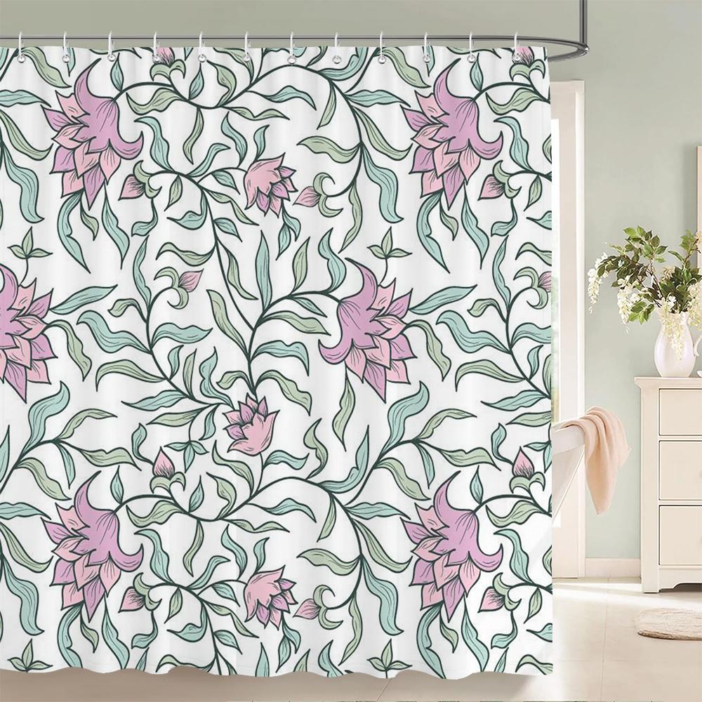 1 pièce Rideau de douche en tissu polyester à motif floral coloré Tissu imperméable Rideau de salle de bain Rideau de séparation anti-moisissure