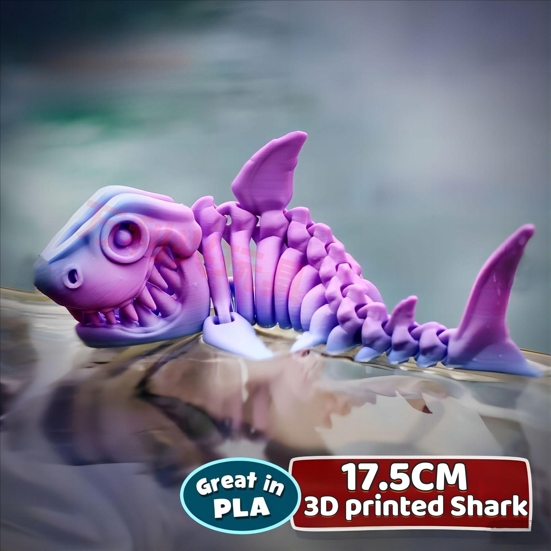 Yiran Toy 3D Printing Shark Full Movable Birthday Gift Realistic Animals Decorative Desktop Ornament 17.5Cm
