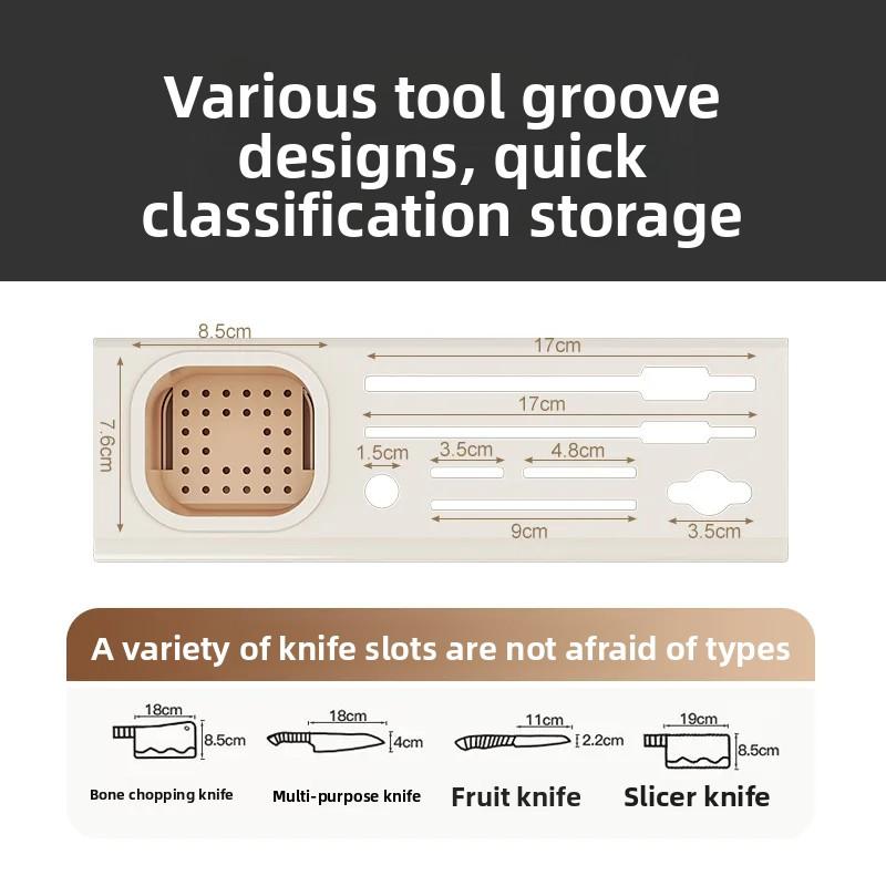 Home Goods from Mainland China No-Drill Wall-Mounted Kitchen Knife Rack Chopstick Holder Multi-Functional Storage Shelf Durable