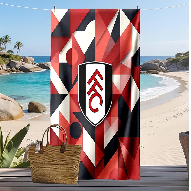 Fulham Football Print Beach Towel, Large Soft Quick Dry Towel for Beach Camping Swimming