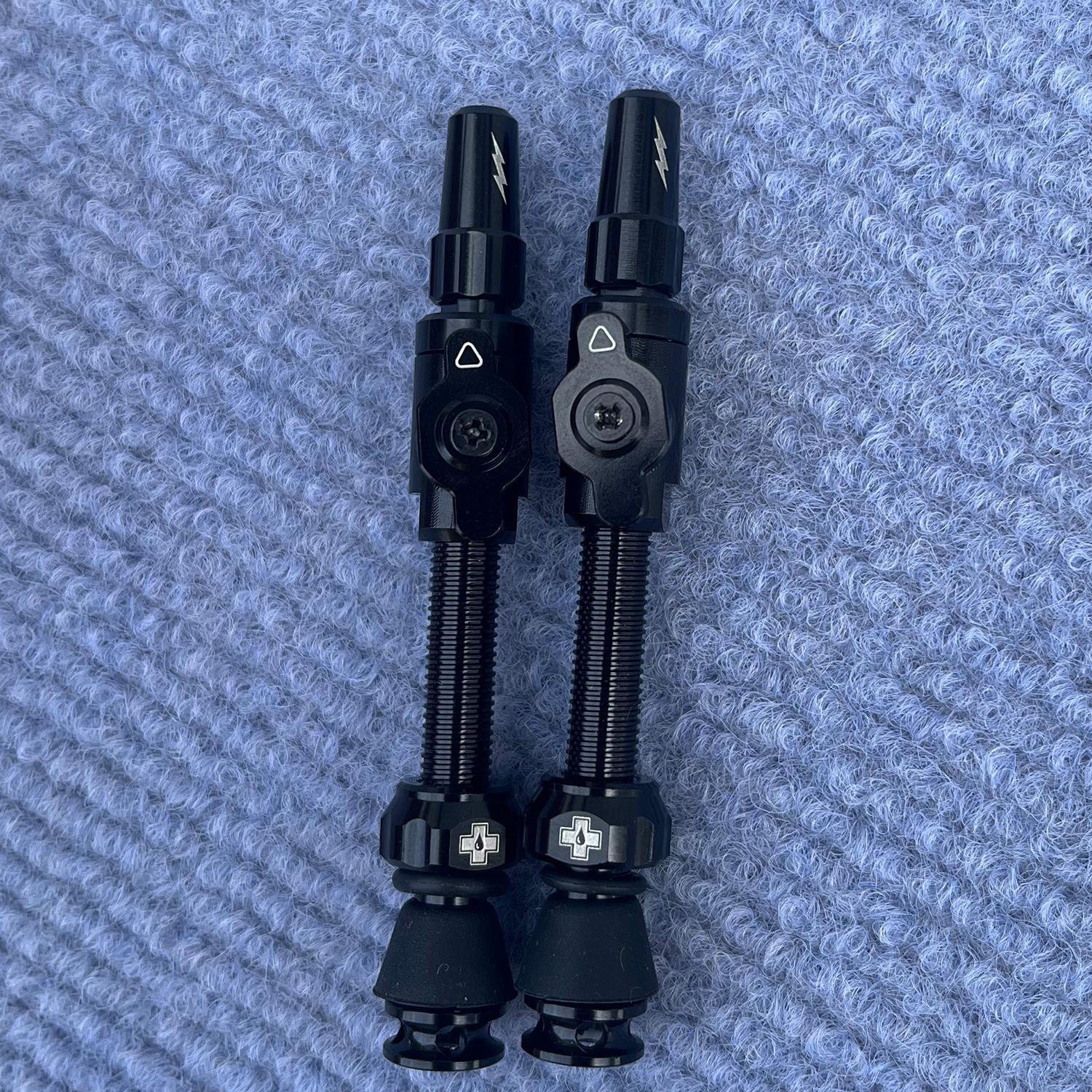 45mm Big Bore Hybrid Tubeless Valves Schrader Valve Caps for Tubeless MTB/Road/Gravel Bikes Black pair