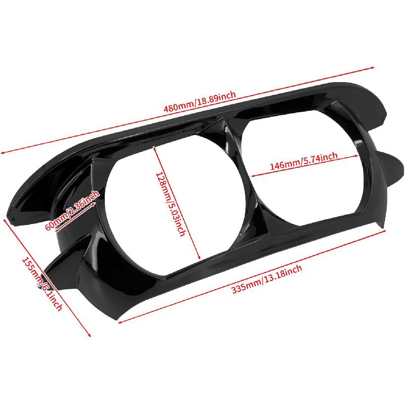 HDBUBALUS Motorcycle Headlight Trim Ring Cover Dual Headlamp Bezel Fit for Harley Road Glide 2015-2023 Vivid Black