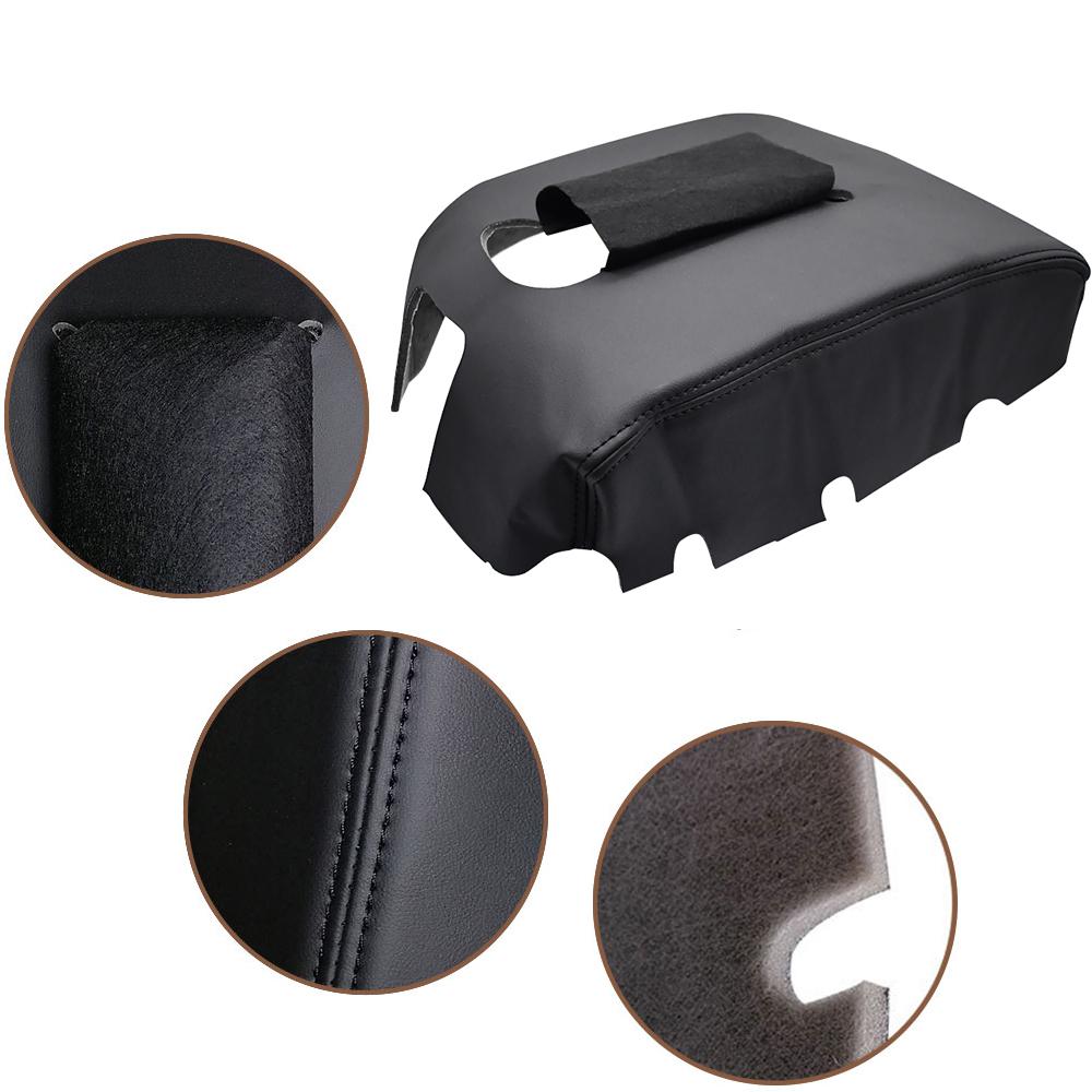 For Chevrolet Silverado GMC Sierra 2014 2015 2016 2017 2018 Leather Center Console Armrest Cover Black Replace Protector Trim