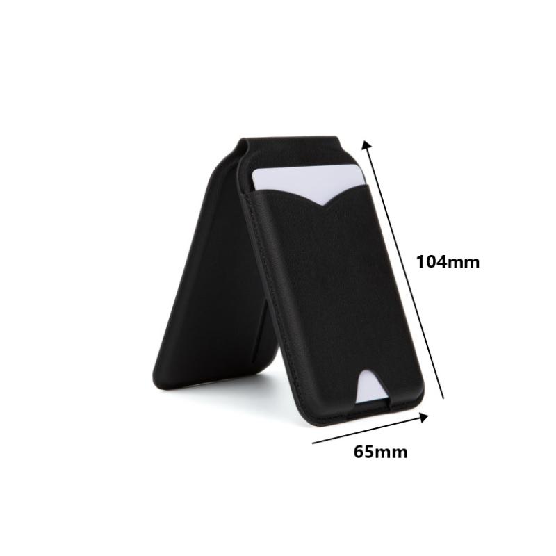 Magnetic Wallet Stand with Mirror Lightweight PU Leather Card Holder Phone Mount for Gym Sports Use