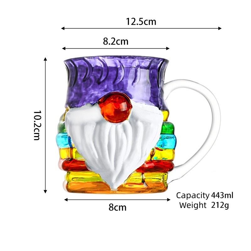 Colorful Stacked Books Shaped Glass Mug, Hand-Painted Stained Glass Style Coffee Cup