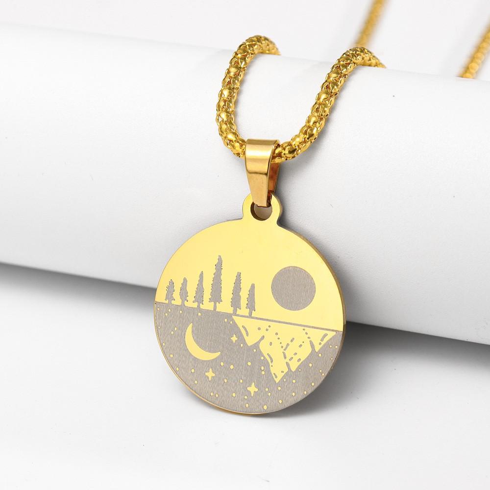 New Fashion Moon Sun Big Tree Pendant Sun Moon Mountain Necklace Jewelry